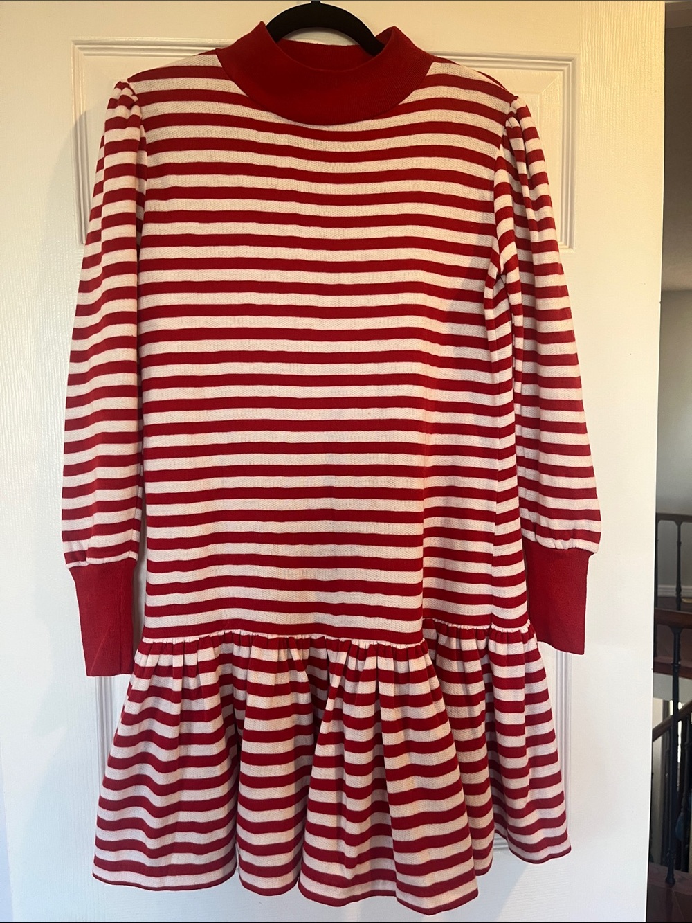 Vintage Red and White Striped Midi Dress